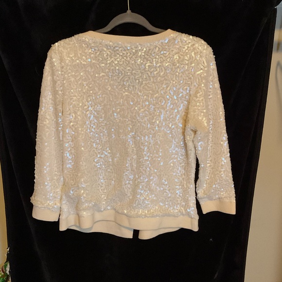 Lafayette 148 Wool Scoop Neck Cardigan with Sequin Embellishments - Picture 3 of 4